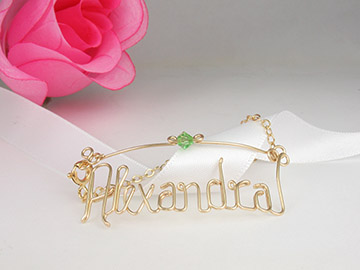 personalized name in gold wire 