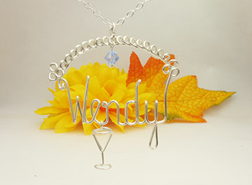 Silver necklace - Name with Circles