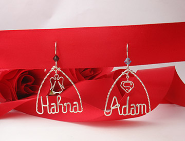 personalized name necklace wire jewelry -  Angel and Superman charms