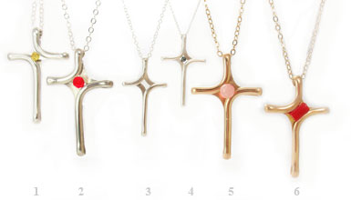 Cross Pendants with bead. in silver or gold wire