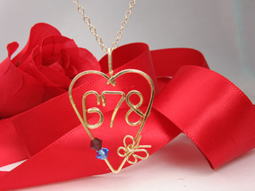 Heart with birthstone in Sterling Silver wire