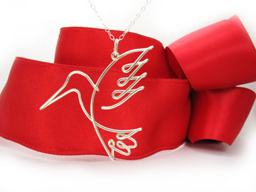 personalized name necklac Hummingbird Pendant in argentium silver wire