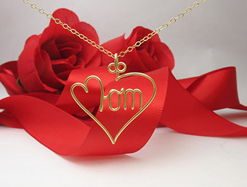 Mom Heart Pendant in 14k Gold Filled Wire or Sterling Silver wire 