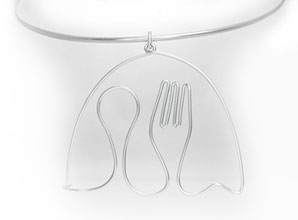 Spoon & Fork Pendant, 2 x 2.5 inches