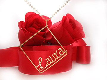 Hand made Square Pendant ,personalized name necklace Wire Jewelry
