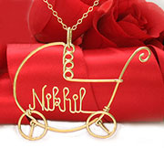 Stroller w/ Baby Name Pendant Necklace
