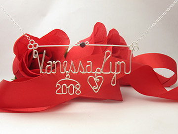 personalized name necklace Wire Jewelry - 2008 and music note in the heart charms