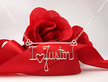 personalized name necklace in wire