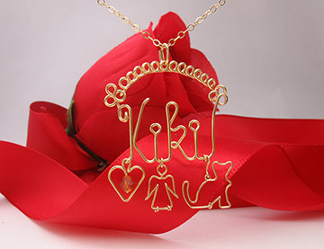 Gold necklace - Name with Circles