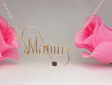 personalized name pin in gold wire 