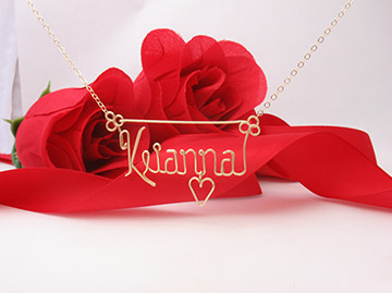 personalized name necklace in wire