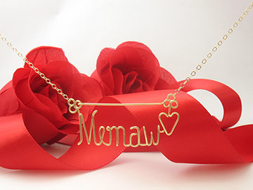 personalized name necklace in wire