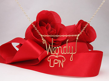 personalized name necklace in wire