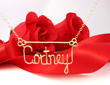 personalized name necklace in wire