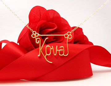 personalized name necklace in wire