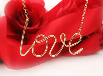love necklace Tiffany style in heavy 16 gauge gold wire