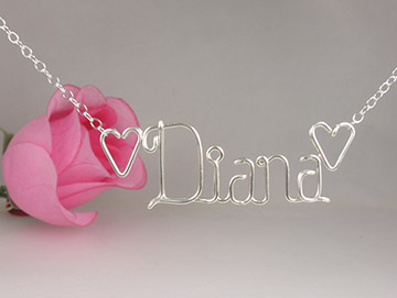 personalized name necklace, wire jewelry