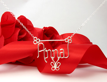 personalized name necklace - butterfly charm 
