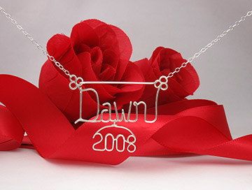 personalized name necklace, wire jewelry - 2008 charm