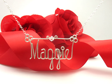 personalized name necklace, wire jewelry - 2008 charm