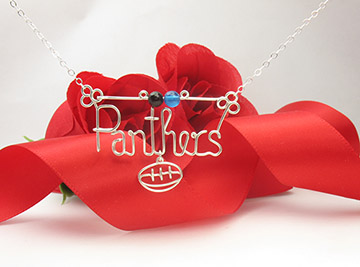 personalized name necklace in wire - Football charm