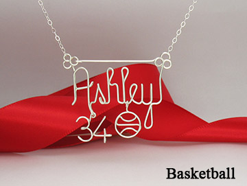 personalized name pin Wire Jewelry - Basketball charm