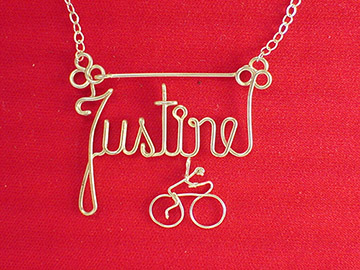 personalized name necklace - Bicycle charm
