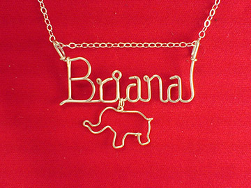 personalized name necklace - Elephent charm