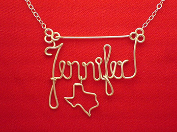 personalized name necklace in wire _ Texas charm
