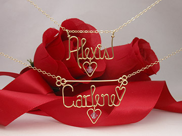personalized name necklace in wire