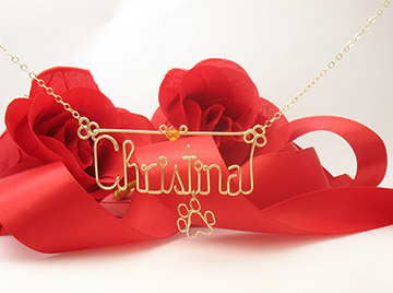 personalized name necklace - pow charm