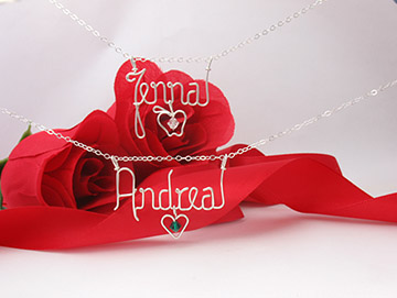 personalized name necklace Wire Jewelry - apple charm