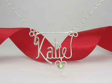 personalized name necklace in wire