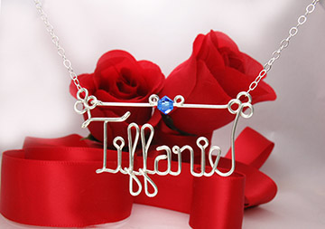 Silver necklace with birthstone