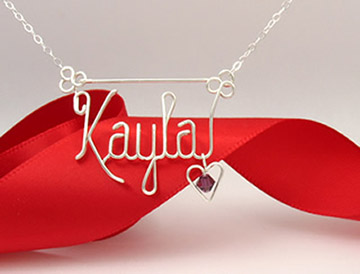 personalized name necklace in wire