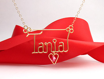 personalized name necklace in wire