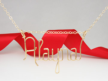 personalized name necklace in wire