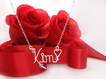 Silver necklace with birthstones