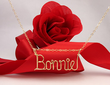 personalized name necklace in wire