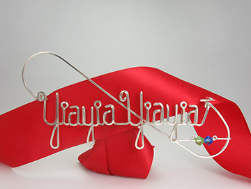 personalized name necklace in silver wire