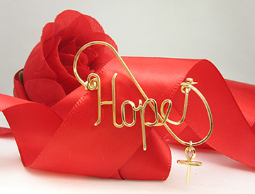 Gold Pin Hope with cross 