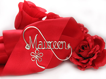 personalized name pin in silver not tarnish wire
