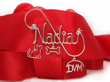 personalized name pin in silver not tarnish wire